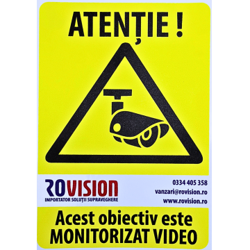 Sticker Autocolant 15 x 20 cm, Importator solutii Supraveghere Video Rovision